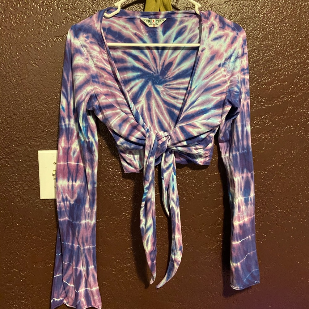 Hard tail tie dye crop wrap top size Medium
